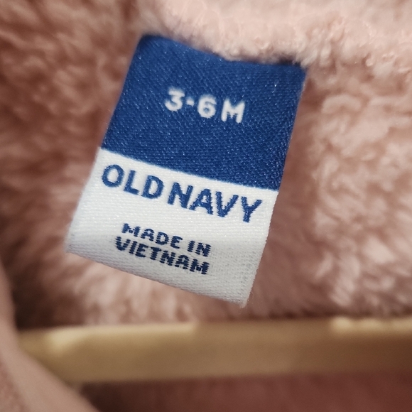 Old Navy Pink Plush Footie One Piece with Zipper - Picture 2 of 2